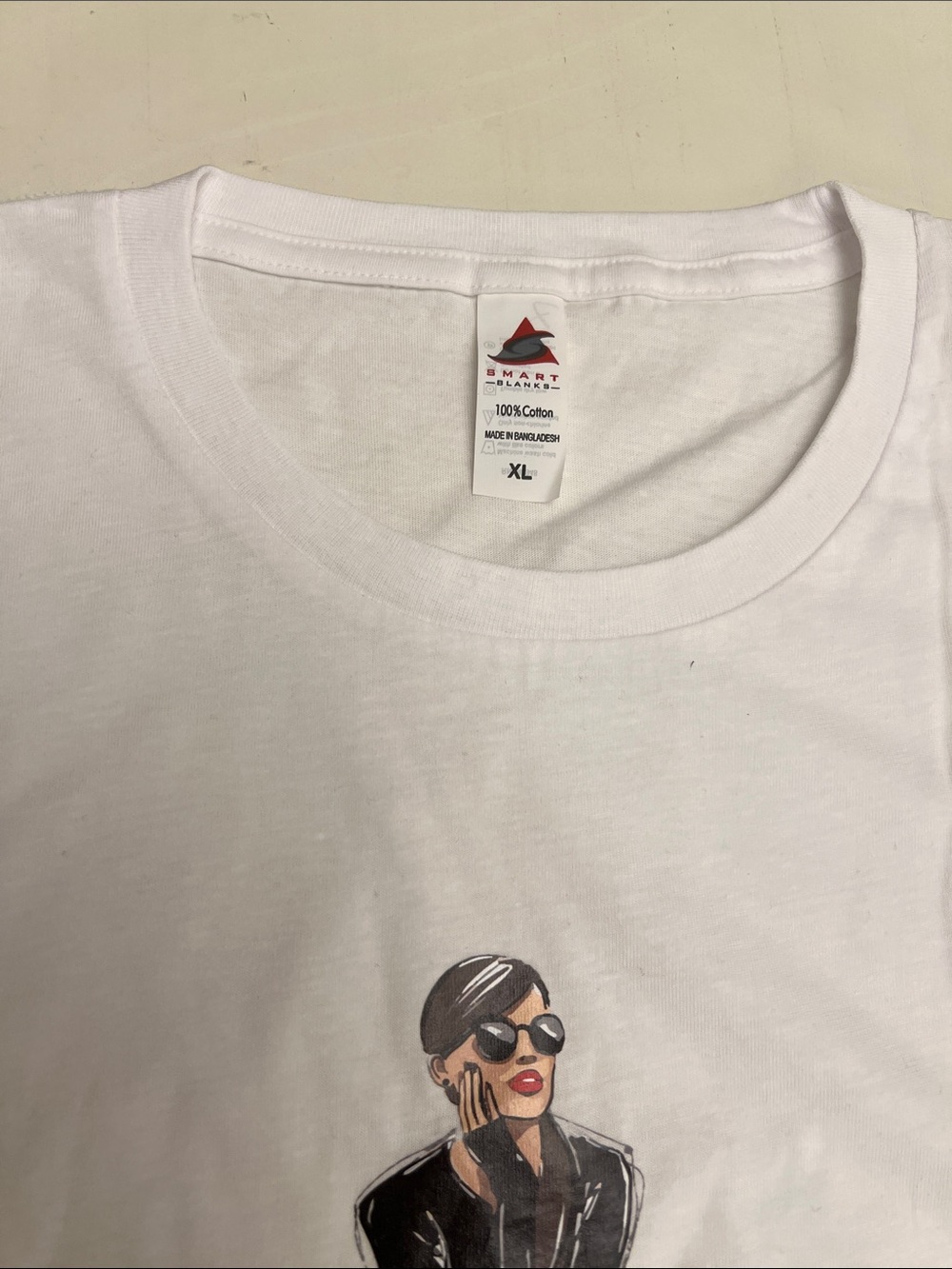 VOGUE Graphic White Short Sleeve Tee with Black Illustration - Picture 2 of 4